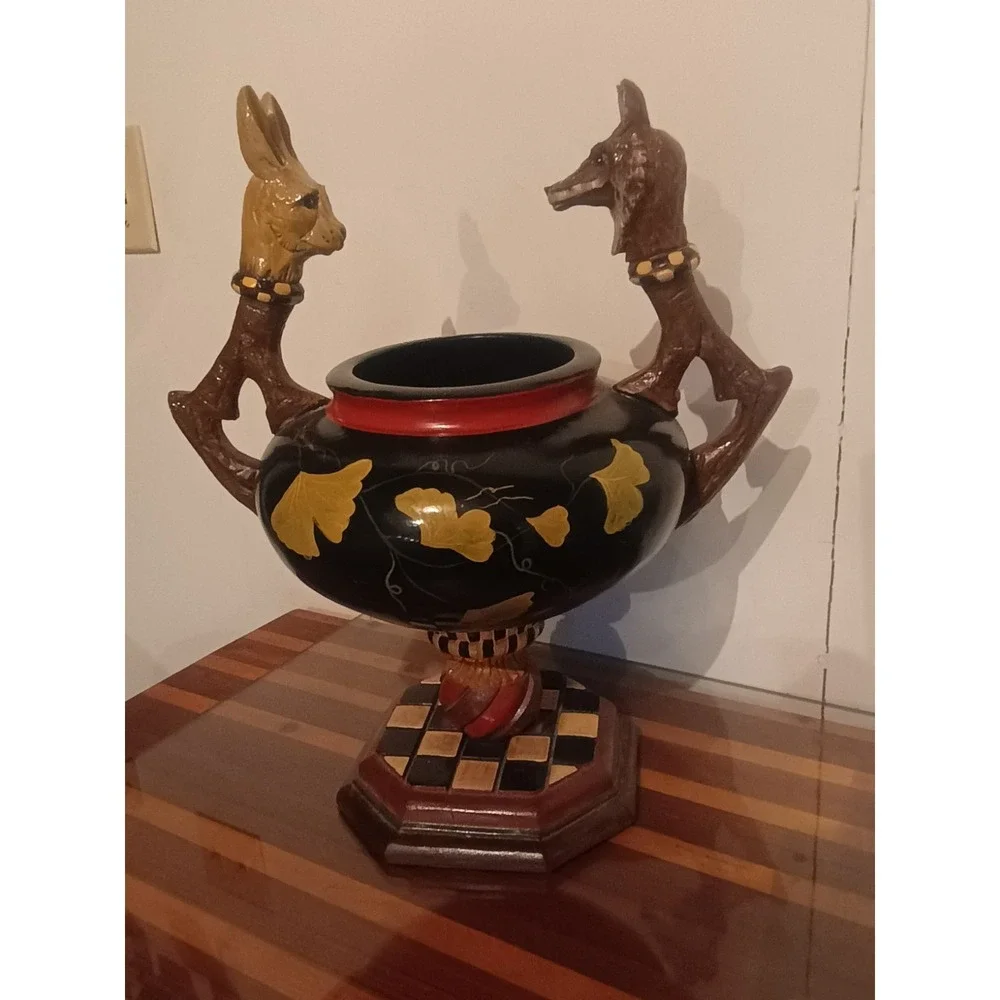 VINTAGE HOUSE OF HATTEN Peggy fairfax herrick fox and hare checkered bowl RARE